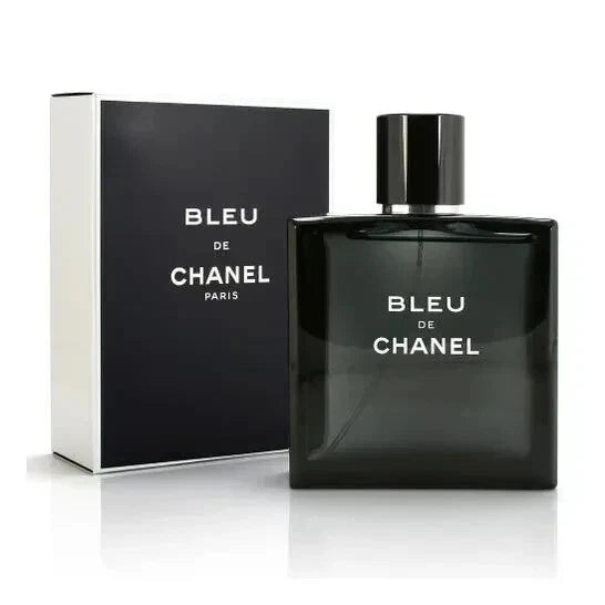 Bleu de Chanel perfume bottle and packaging on a white background
