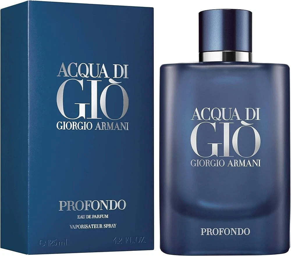 Giorgio Armani Acqua di Giò Profondo perfume bottle and packaging on a white background