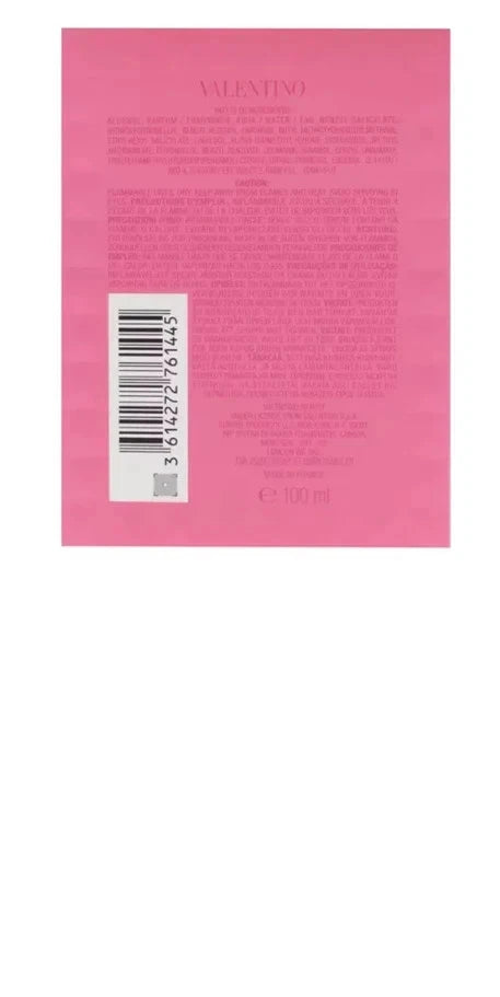 Pink product packaging with a barcode and text on a white background